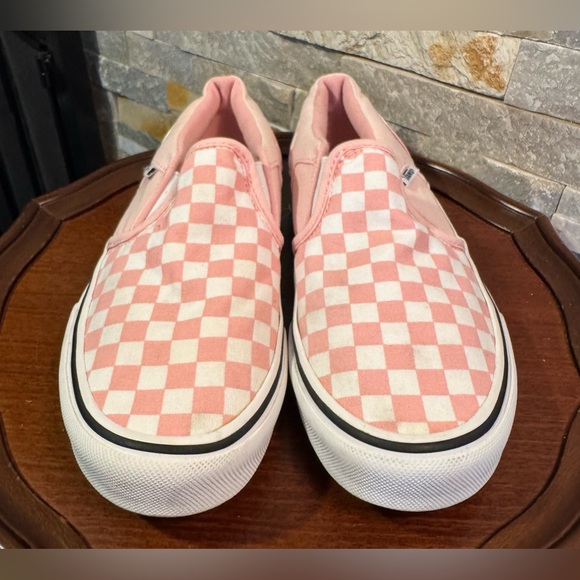 Vans Sz 5 Asher slip-on sneakers in a pink and white checkerboard pattern EUC - Picture 5 of 7
